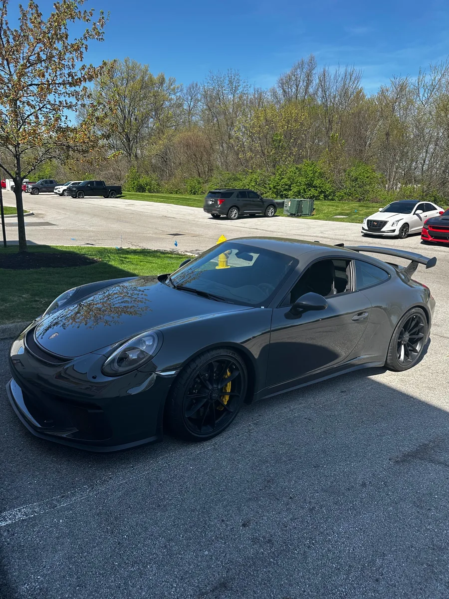 Gray Porsche 911 GT3 before its color change wrap