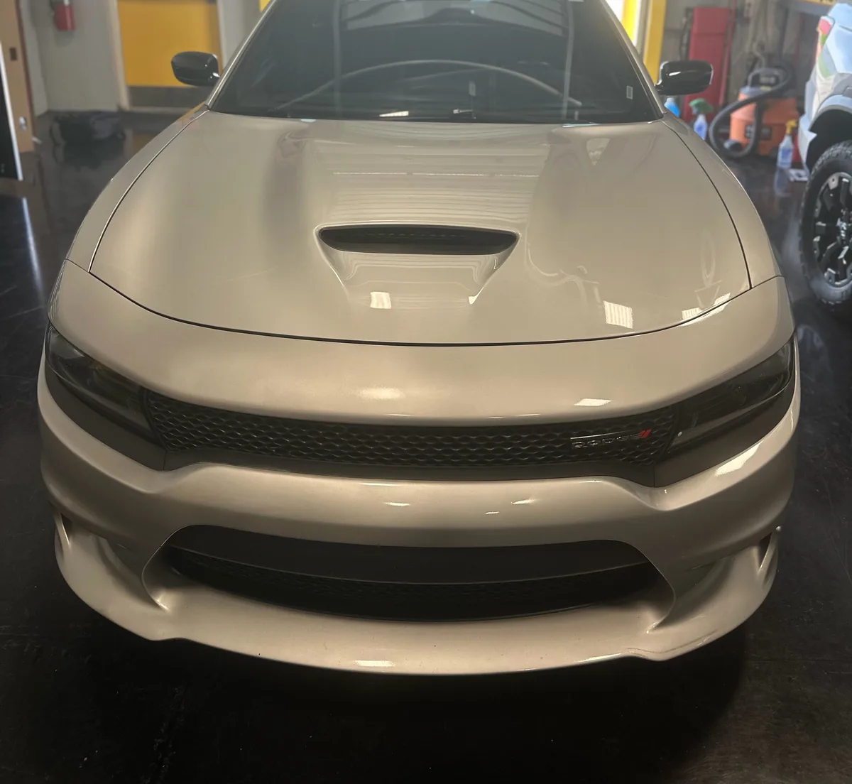 Silver Dodge Charger before its stripes