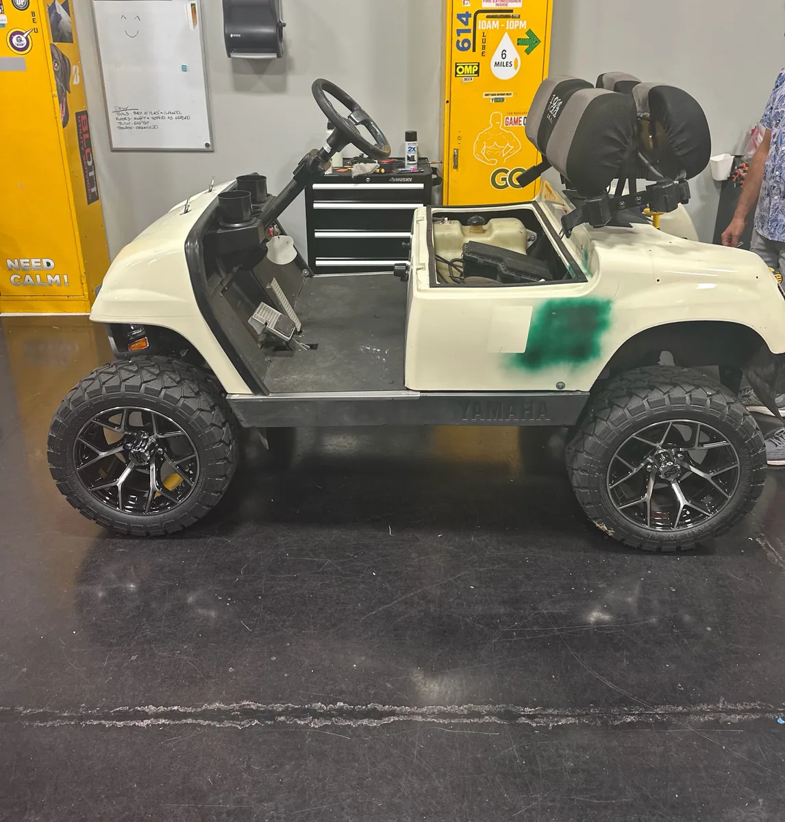 White golf cart before its wrap