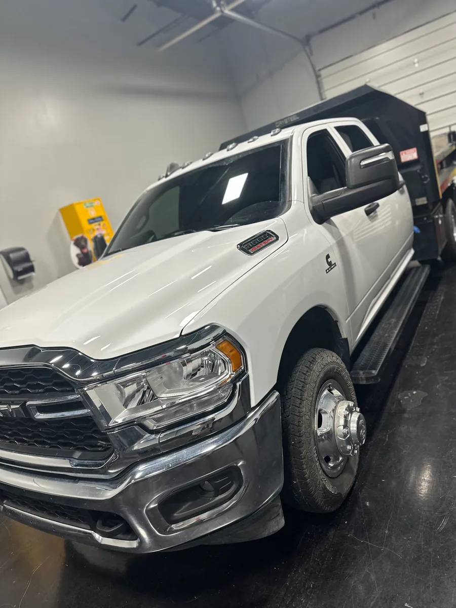 White Ram 3500 pickup before its fleet wrap