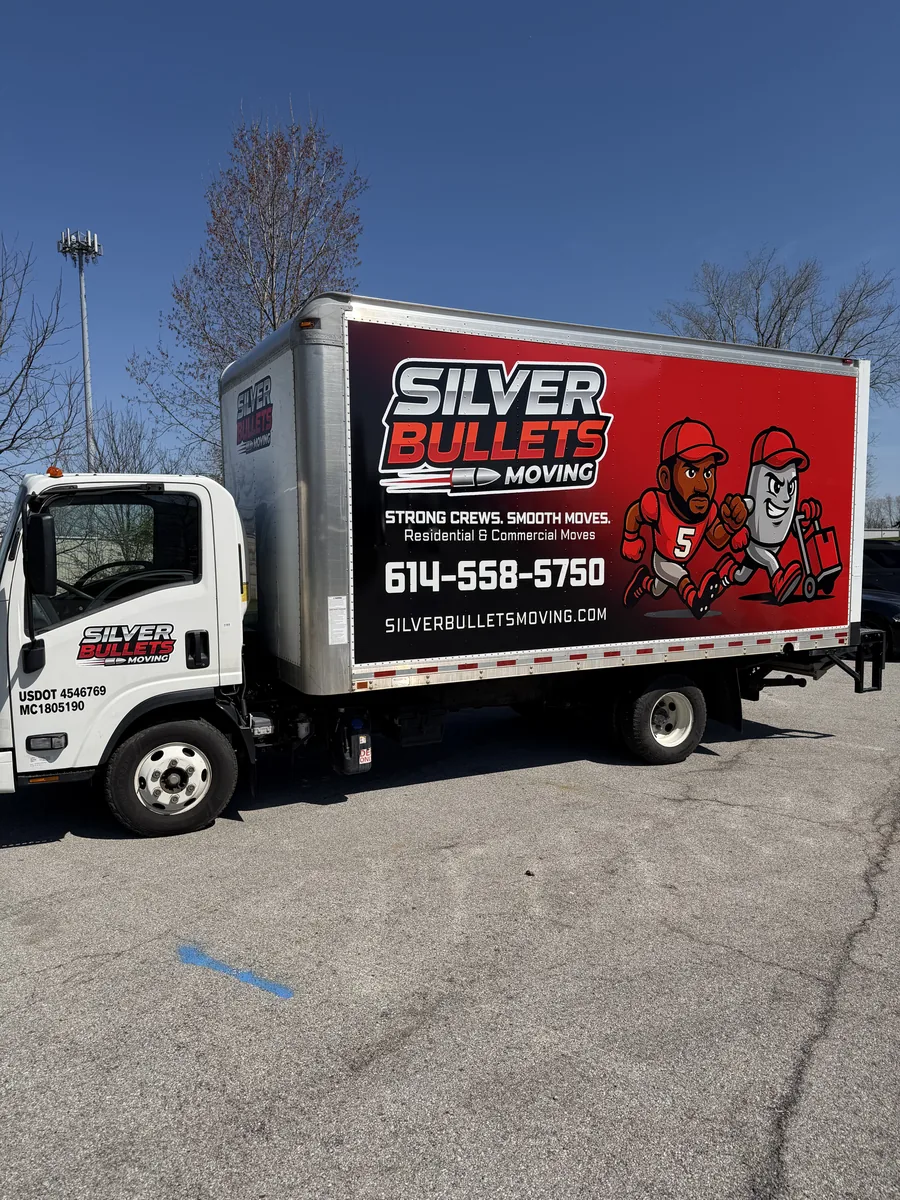 Moving company box truck with printed graphics