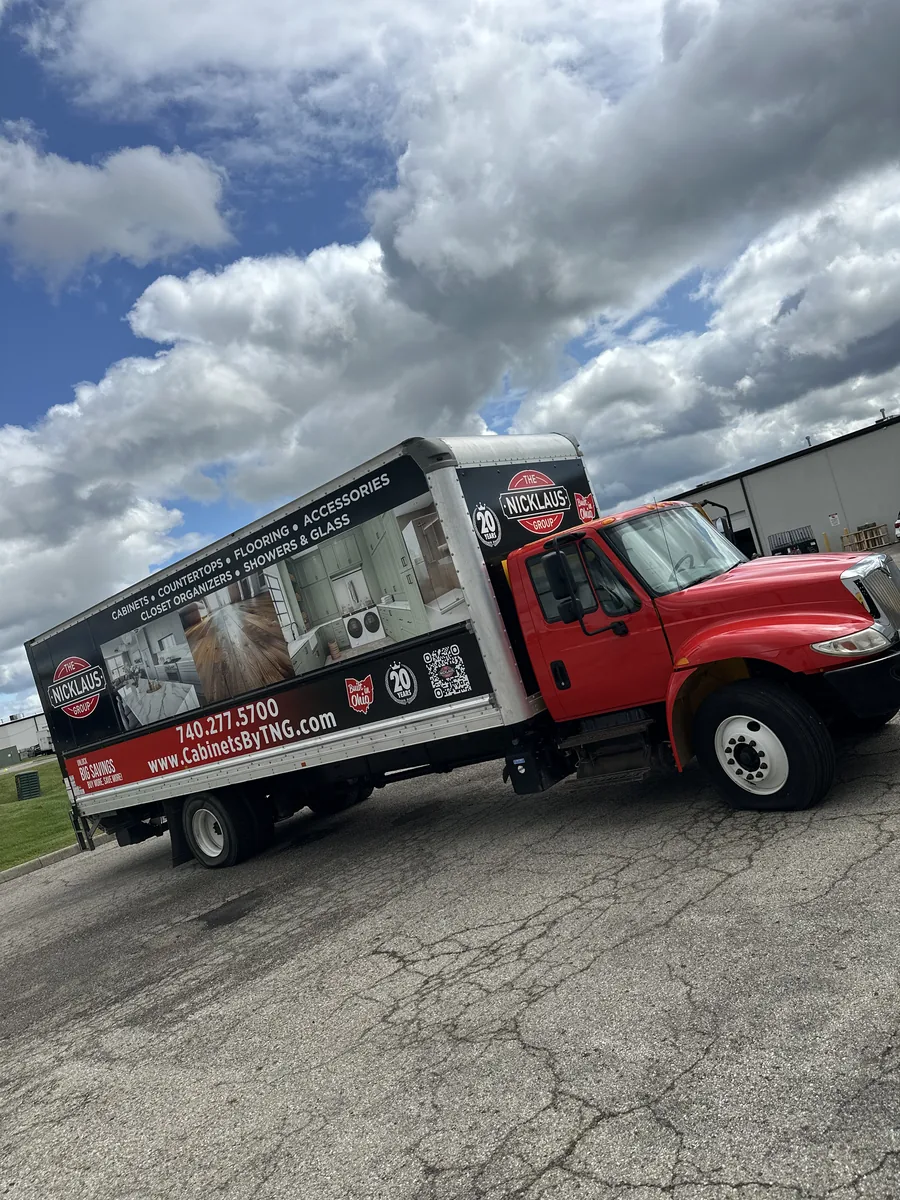 Box truck with printed box graphics