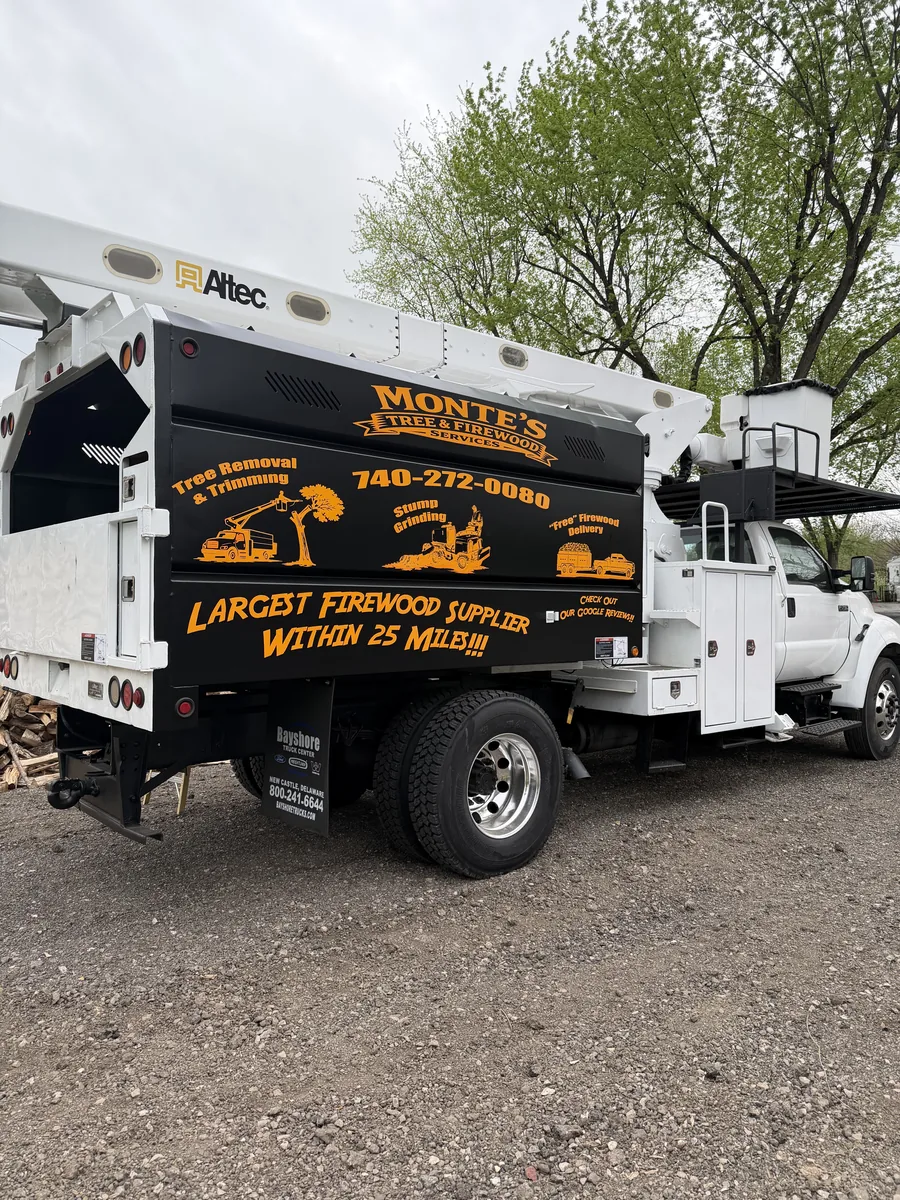 Firewood company truck with lettering
